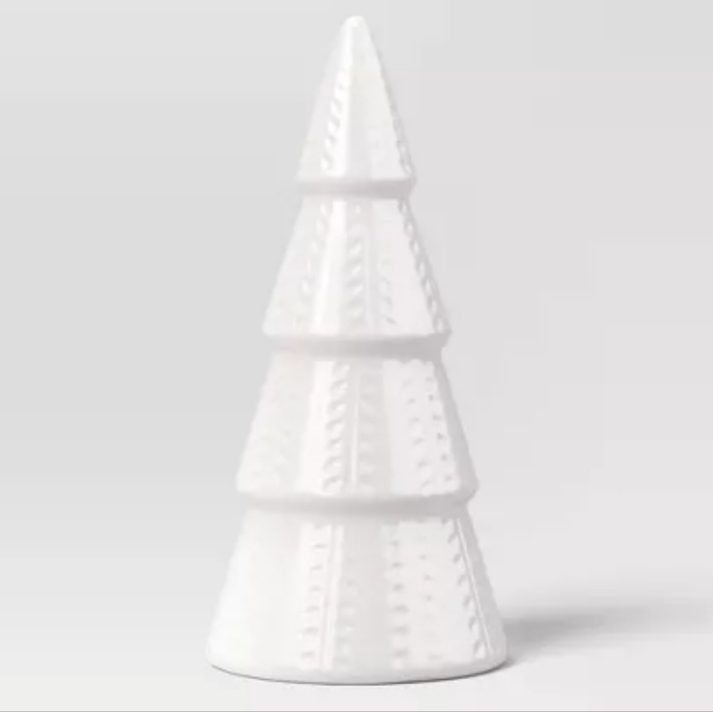 8" Embossed Ceramic White Christmas Tree  2025 Target - Wondershop
